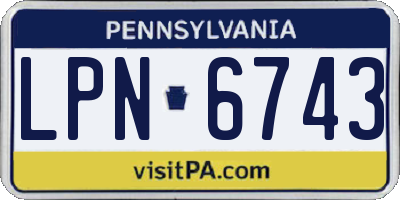 PA license plate LPN6743