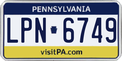 PA license plate LPN6749