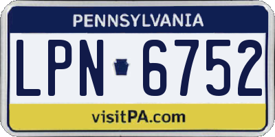 PA license plate LPN6752