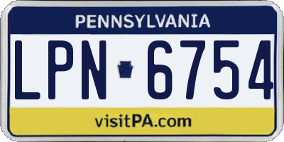 PA license plate LPN6754