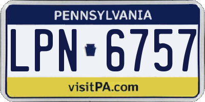 PA license plate LPN6757