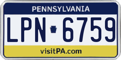 PA license plate LPN6759