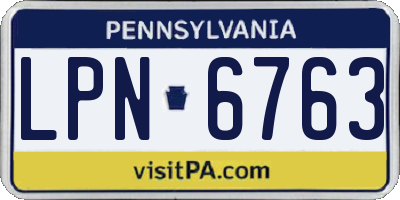 PA license plate LPN6763