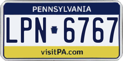 PA license plate LPN6767