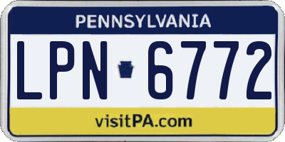 PA license plate LPN6772