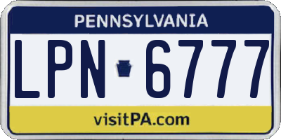 PA license plate LPN6777
