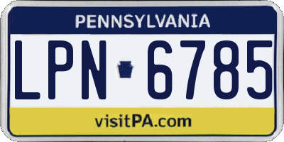 PA license plate LPN6785