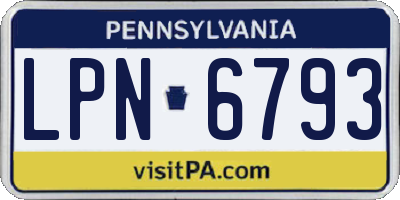PA license plate LPN6793