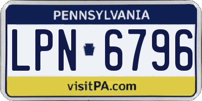 PA license plate LPN6796