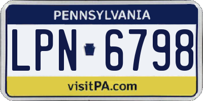 PA license plate LPN6798