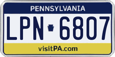 PA license plate LPN6807