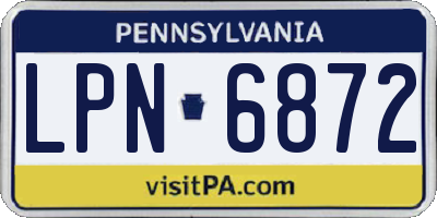 PA license plate LPN6872