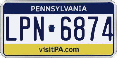 PA license plate LPN6874