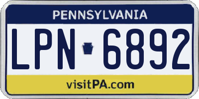 PA license plate LPN6892