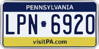 PA license plate LPN6920
