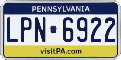 PA license plate LPN6922