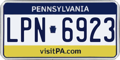 PA license plate LPN6923