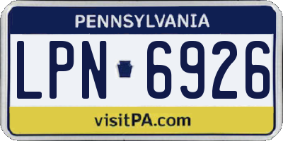 PA license plate LPN6926