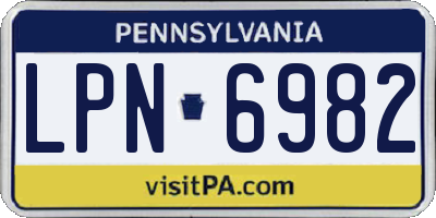 PA license plate LPN6982