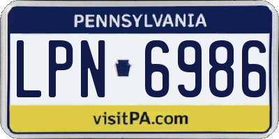 PA license plate LPN6986