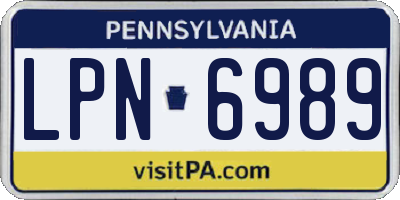 PA license plate LPN6989