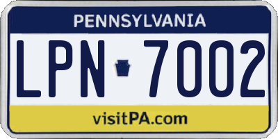 PA license plate LPN7002