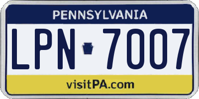 PA license plate LPN7007