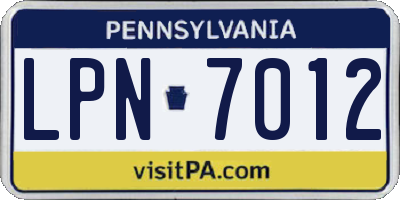 PA license plate LPN7012
