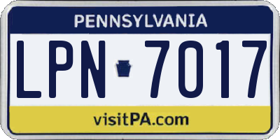 PA license plate LPN7017