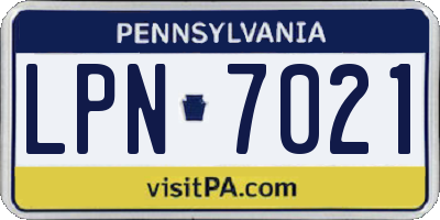 PA license plate LPN7021
