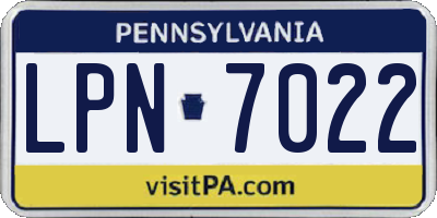 PA license plate LPN7022