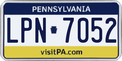 PA license plate LPN7052