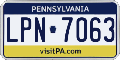 PA license plate LPN7063