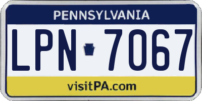 PA license plate LPN7067