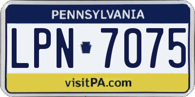 PA license plate LPN7075