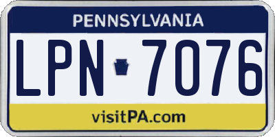 PA license plate LPN7076