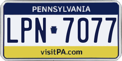 PA license plate LPN7077