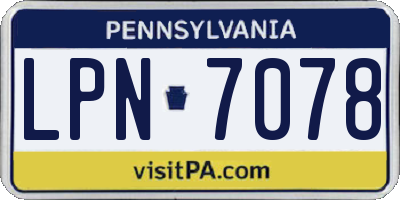 PA license plate LPN7078