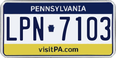 PA license plate LPN7103