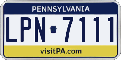 PA license plate LPN7111