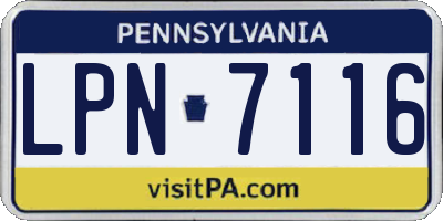 PA license plate LPN7116
