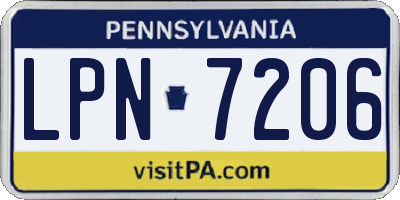 PA license plate LPN7206