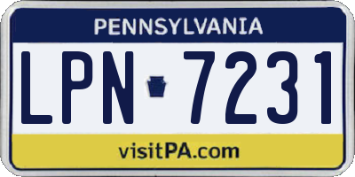 PA license plate LPN7231