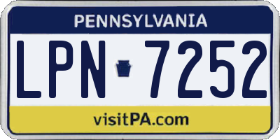 PA license plate LPN7252