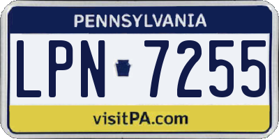 PA license plate LPN7255