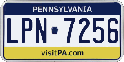 PA license plate LPN7256