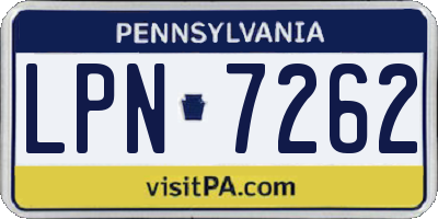 PA license plate LPN7262