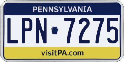 PA license plate LPN7275