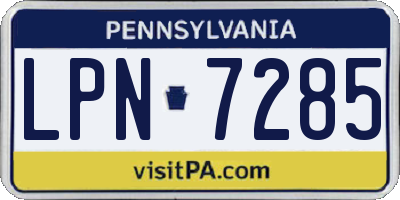 PA license plate LPN7285