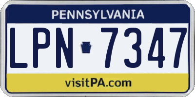 PA license plate LPN7347